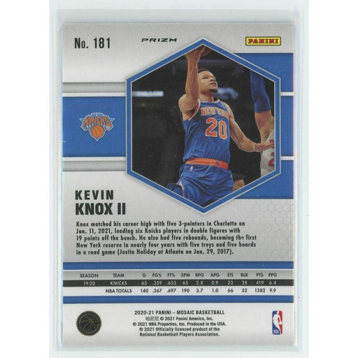 2020-21 Panini Mosaic Basketball #181 Kevin Knox II New York Knicks Silver Prizm - Collectible Craze America