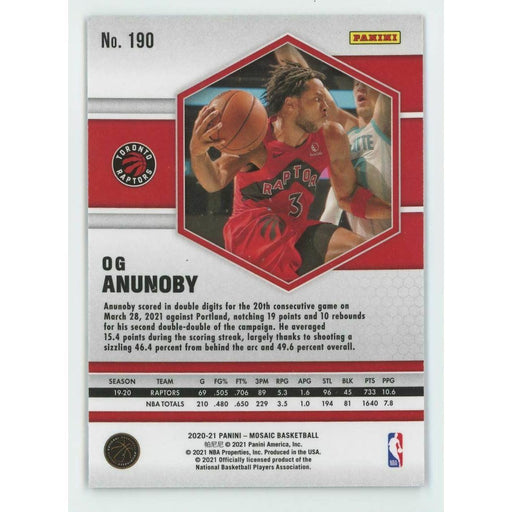 2020-21 Panini Mosaic Basketball #190 OG Anunoby Toronto Raptors - Collectible Craze America