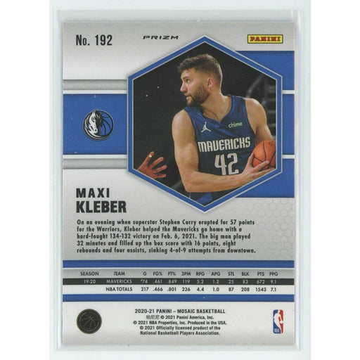 2020-21 Panini Mosaic Basketball #192 Maxi Kleber Dallas Mavericks Yellow Prizm - Collectible Craze America