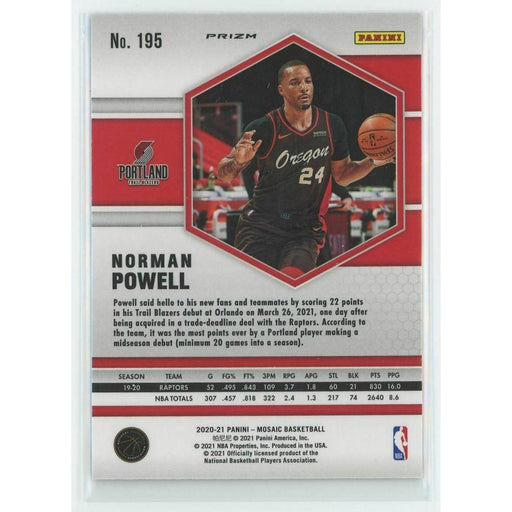 2020-21 Panini Mosaic Basketball #195 Norman Powell Portland Trail Blazers Blue - Collectible Craze America