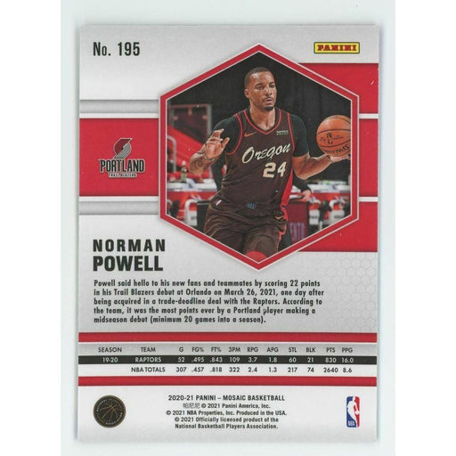 2020-21 Panini Mosaic Basketball #195 Norman Powell Portland Trail Blazers - Collectible Craze America