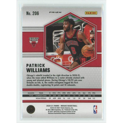 2020-21 Panini Mosaic Basketball #206 Patrick Williams RC Chicago Bulls Blue - Collectible Craze America