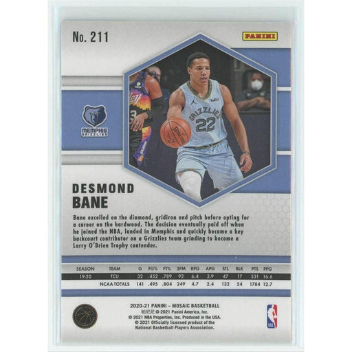 2020-21 Panini Mosaic Basketball #211 Desmond Bane RC Memphis Grizzlies - Collectible Craze America