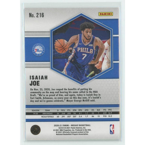 2020-21 Panini Mosaic Basketball #216 Isaiah Joe RC Philadelphia 76ers - Collectible Craze America