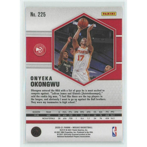 2020-21 Panini Mosaic Basketball #225 Onyeka Okongwu RC Atlanta Hawks - Collectible Craze America