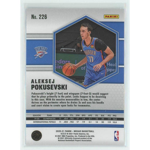 2020-21 Panini Mosaic Basketball #226 Aleksej Pokusevski RC Oklahoma City - Collectible Craze America