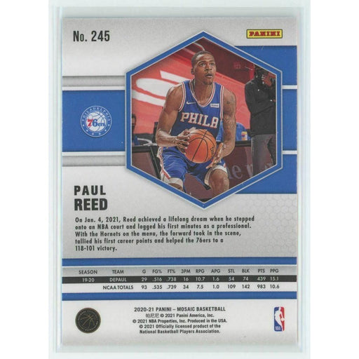 2020-21 Panini Mosaic Basketball #245 Paul Reed RC Philadelphia 76ers - Collectible Craze America