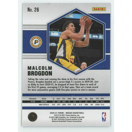 2020-21 Panini Mosaic Basketball #26 Malcolm Brogdon Indiana Pacers - Collectible Craze America