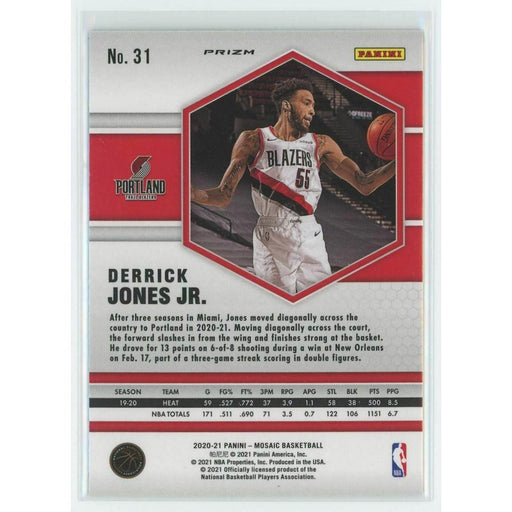 2020-21 Panini Mosaic Basketball #31 Derrick Jones Jr. Portland Trail Blazers - Collectible Craze America