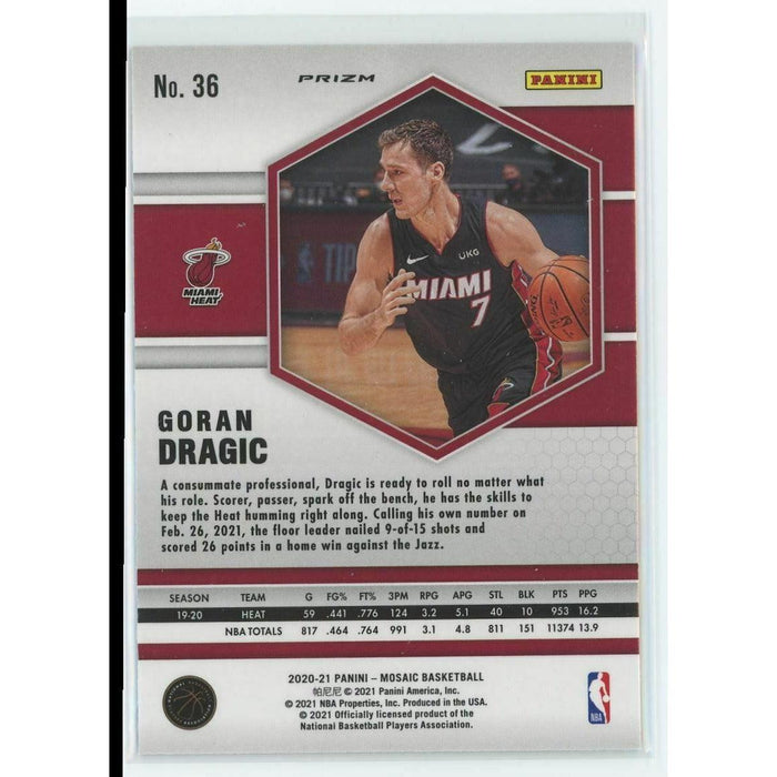 2020-21 Panini Mosaic Basketball #36 Goran Dragic Miami Heat Yellow Prizm - Collectible Craze America