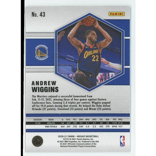 2020-21 Panini Mosaic Basketball #43 Andrew Wiggins Golden State Warriors - Collectible Craze America