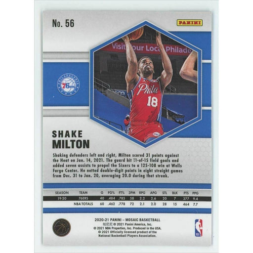 2020-21 Panini Mosaic Basketball #56 Shake Milton Philadelphia 76ers - Collectible Craze America