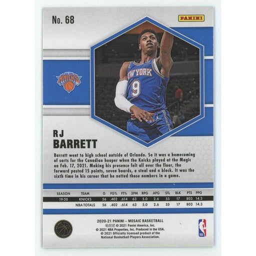 2020-21 Panini Mosaic Basketball #68 RJ Barrett New York Knicks - Collectible Craze America