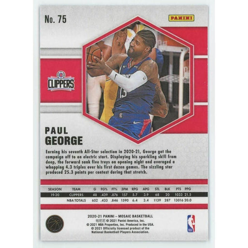 2020-21 Panini Mosaic Basketball #75 Paul George Los Angeles Clippers - Collectible Craze America