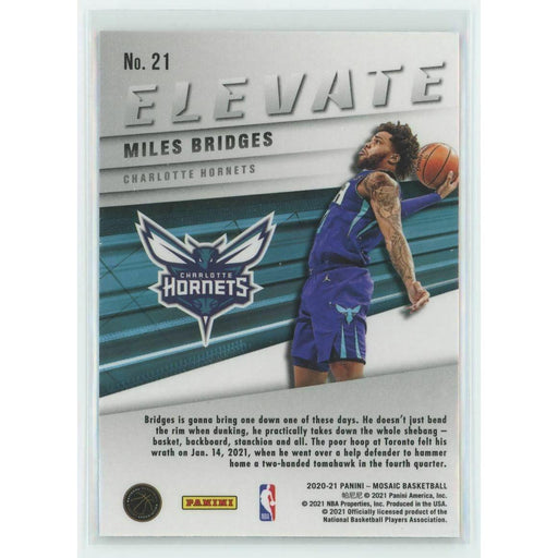 2020-21 Panini Mosaic Basketball Elevate #21 Miles Bridges Charlotte Hornets - Collectible Craze America