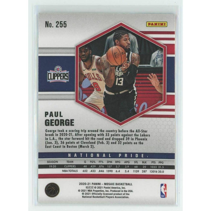 2020-21 Panini Mosaic Basketball National Pride #255 Paul George Los Angeles - Collectible Craze America