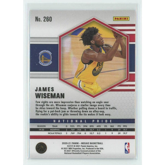 2020-21 Panini Mosaic Basketball National Pride #260 James Wiseman Golden State - Collectible Craze America