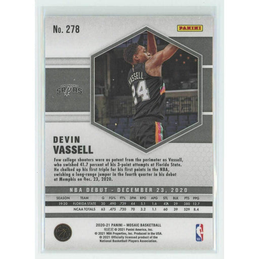 2020-21 Panini Mosaic Basketball NBA Debut #278 Devin Vassell RC San Antonio - Collectible Craze America