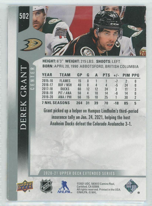 2020-21 Upper Deck #502 Derek Grant Anaheim Ducks - Collectible Craze America