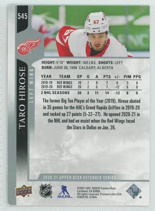 2020-21 Upper Deck #545 Taro Hirose Detroit Red Wings - Collectible Craze America