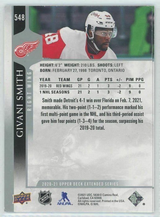 2020-21 Upper Deck #548 Givani Smith Detroit Red Wings - Collectible Craze America