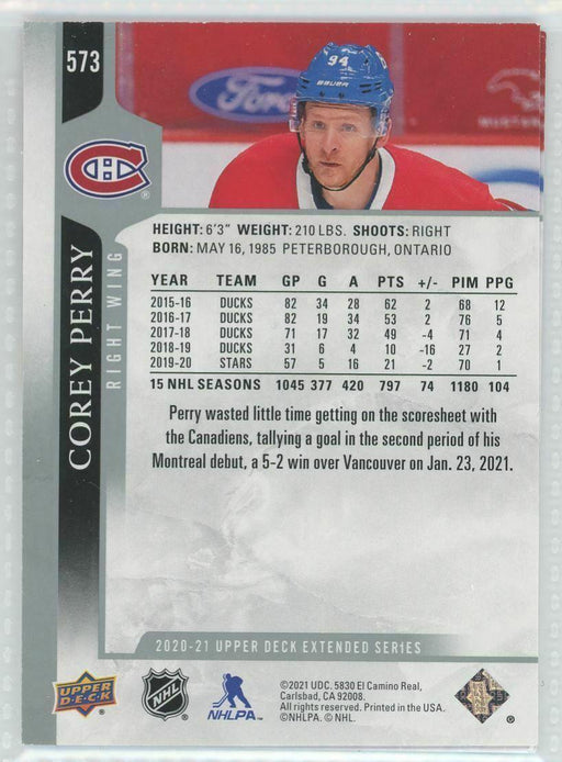 2020-21 Upper Deck #573 Corey Perry Montreal Canadiens - Collectible Craze America