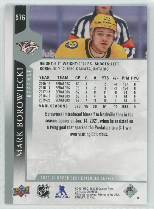 2020-21 Upper Deck #576 Mark Borowiecki Nashville Predators - Collectible Craze America