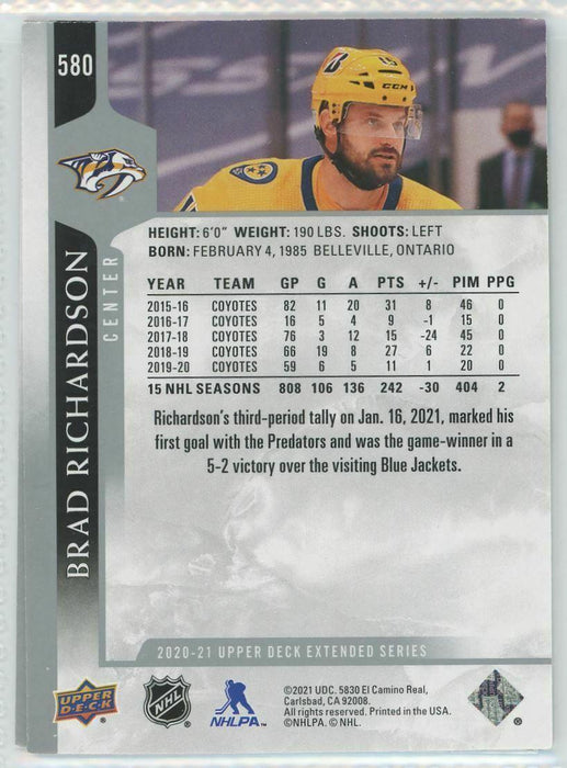 2020-21 Upper Deck #580 Brad Richardson Nashville Predators - Collectible Craze America