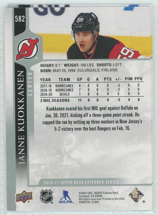 2020-21 Upper Deck #582 Janne Kuokkanen New Jersey Devils - Collectible Craze America