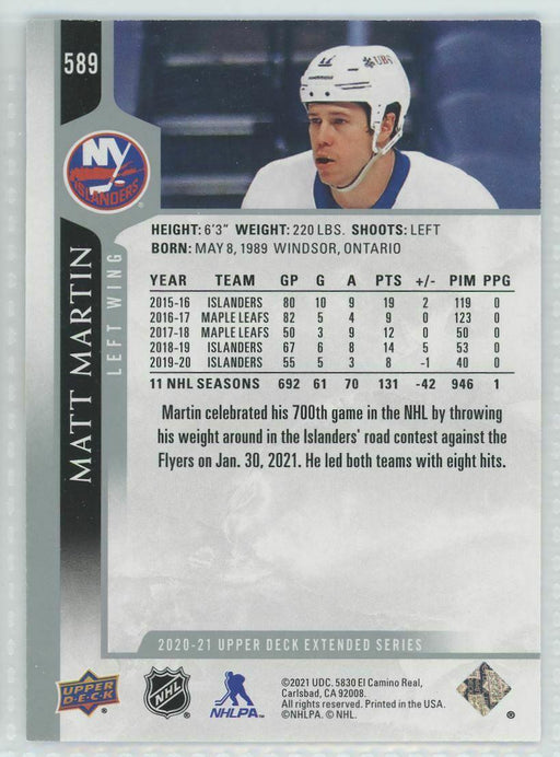 2020-21 Upper Deck #589 Matt Martin New York Islanders - Collectible Craze America