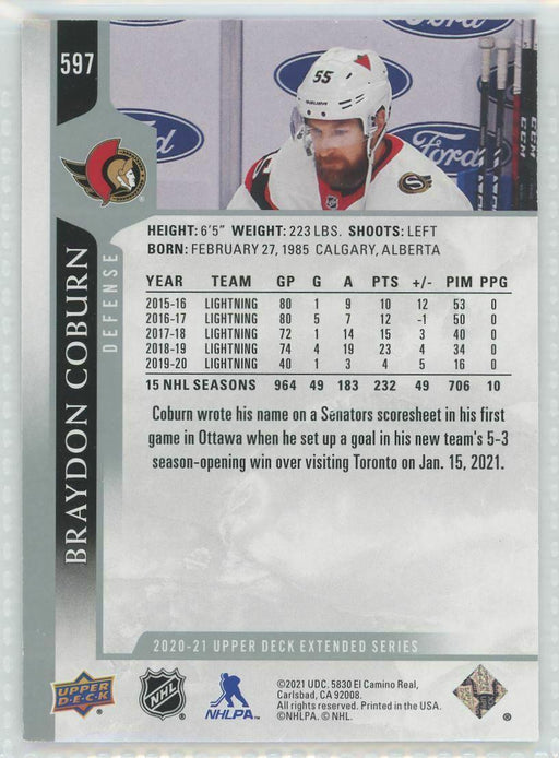 2020-21 Upper Deck #597 Braydon Coburn Ottawa Senators - Collectible Craze America