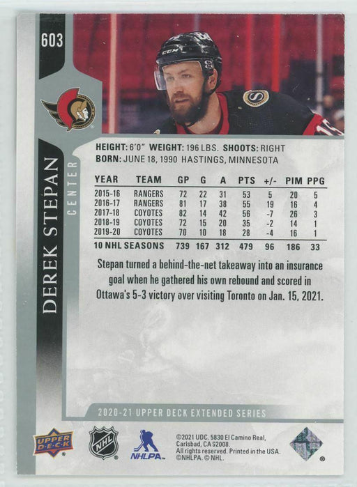 2020-21 Upper Deck #603 Derek Stepan Ottawa Senators - Collectible Craze America