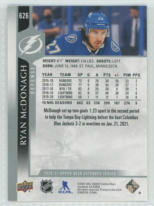 2020-21 Upper Deck #626 Ryan McDonagh Tampa Bay Lightning - Collectible Craze America