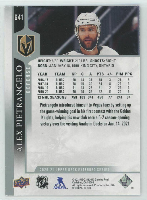 2020-21 Upper Deck #641 Alex Pietrangelo Vegas Golden Knights - Collectible Craze America