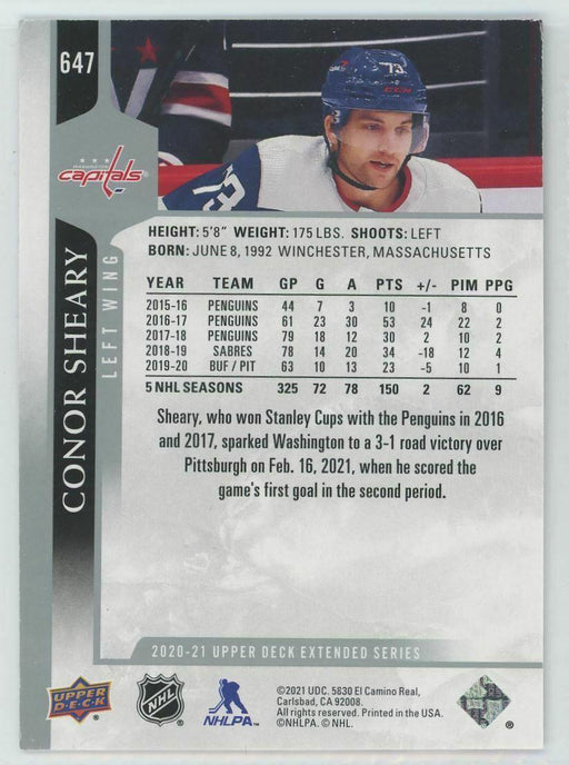 2020-21 Upper Deck #647 Conor Sheary Washington Capitals - Collectible Craze America