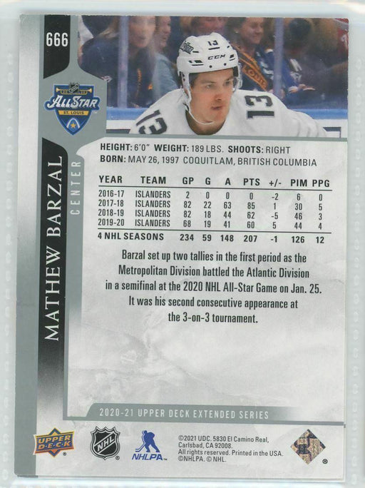 2020-21 Upper Deck #666 Mathew Barzal New York Islanders - Collectible Craze America