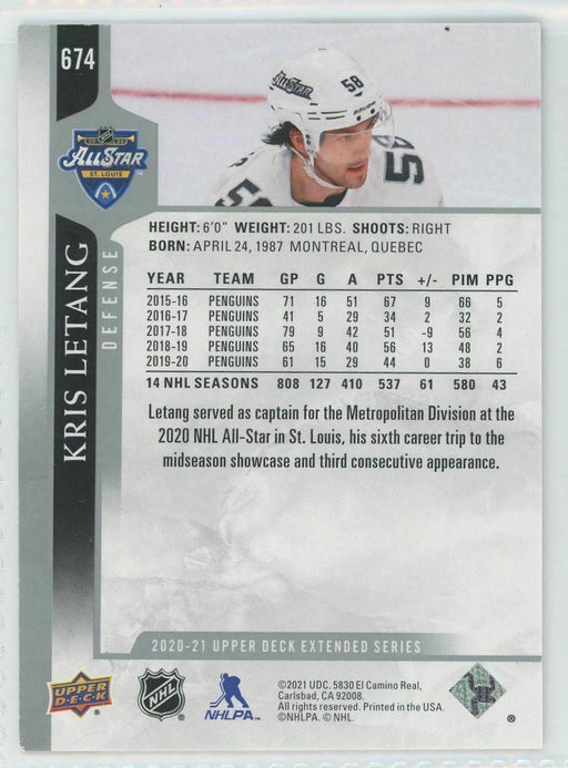 2020-21 Upper Deck #674 Kris Letang Pittsburgh Penguins - Collectible Craze America