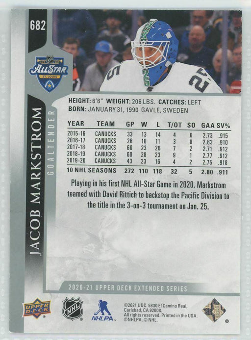 2020-21 Upper Deck #682 Jacob Markstrom Vancouver Canucks - Collectible Craze America