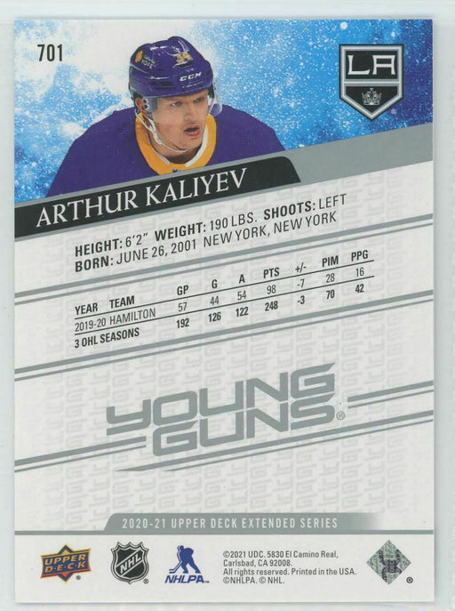 2020-21 Upper Deck #701 Arthur Kaliyev RC Los Angeles Kings - Collectible Craze America