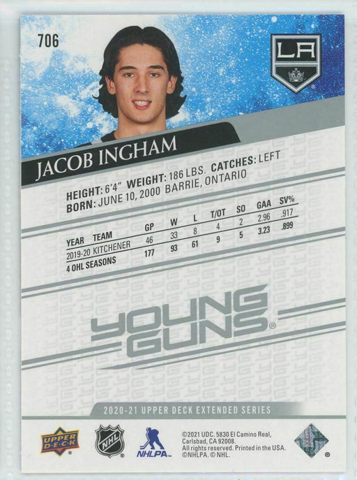 2020-21 Upper Deck #706 Jacob Ingham RC Los Angeles Kings - Collectible Craze America