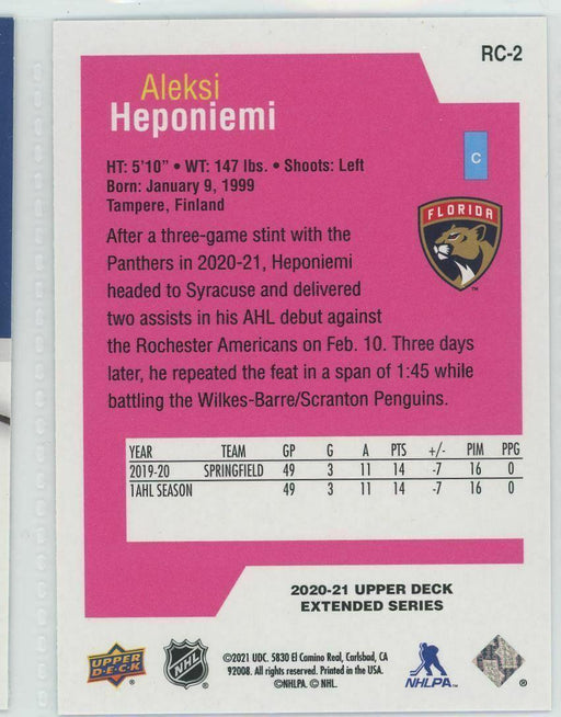 2020-21 Upper Deck #RC-2 Aleksi Heponiemi RC Florida Panthers - Collectible Craze America