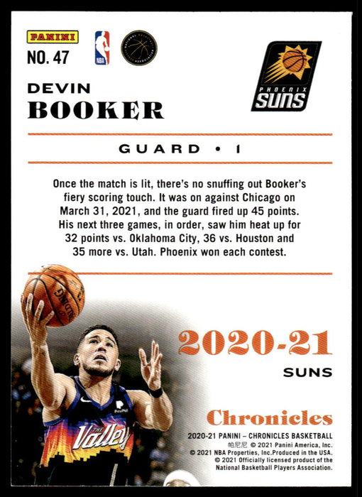 Devin Booker 2020 Panini Chronicles Basketball Green Back of Card