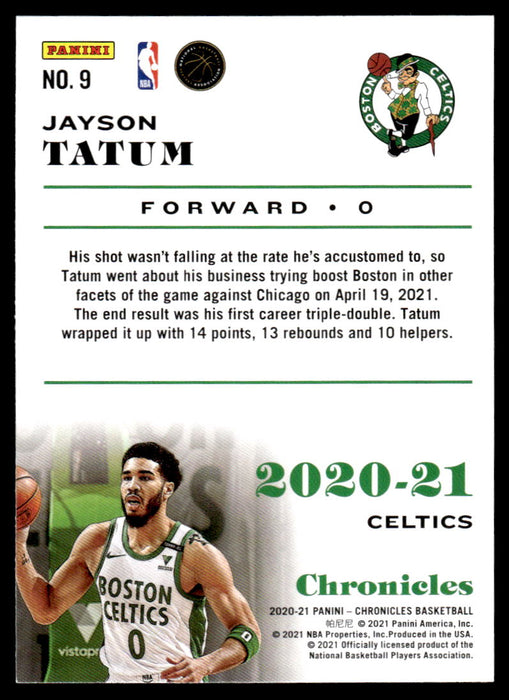 Jayson Tatum 2020 Panini Chronicles Basketball Chronicles Back of Card