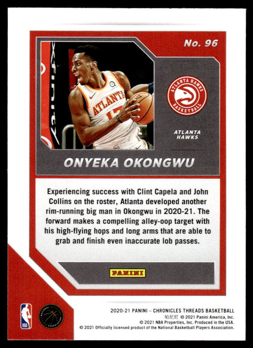 Onyeka Okongwu 2020 Panini Chronicles Basketball Green Threads Back of Card