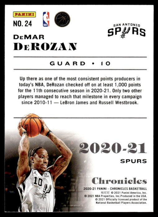 DeMar DeRozan 2020 Panini Chronicles Basketball Chronicles Back of Card