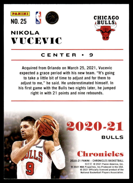 Nikola Vucevic 2020 Panini Chronicles Basketball Chronicles Back of Card