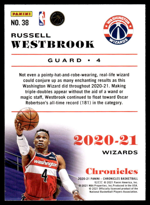 Russell Westbrook 2020 Panini Chronicles Basketball Chronicles Back of Card