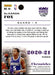 De'Aaron Fox 2020 Panini Chronicles Basketball Chronicles Back of Card