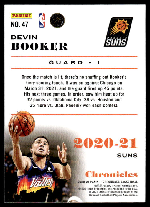 Devin Booker 2020 Panini Chronicles Basketball Chronicles Back of Card