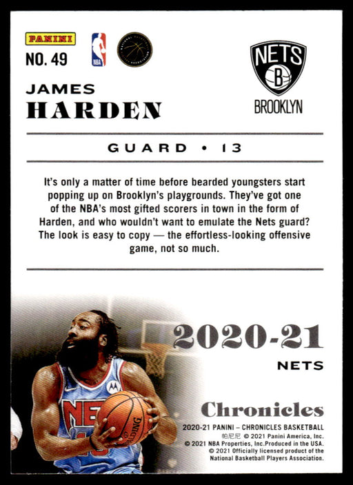 James Harden 2020 Panini Chronicles Basketball Chronicles Back of Card